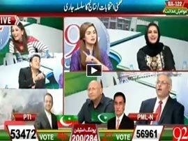 Awam Ki Adalat NA-122 on 92 News - 10pm to 11pm - 11th October 2015